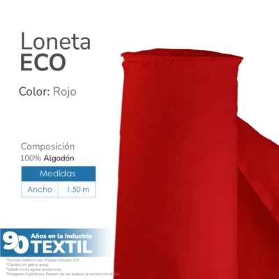 Loneta ECO 1.50 M ancho Rojo 225 gr: imagen 2