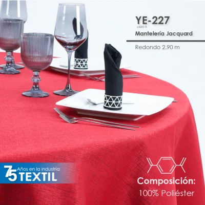 Mantel Yackard Redondo YE-227 VENECIA ROJO: imagen 3