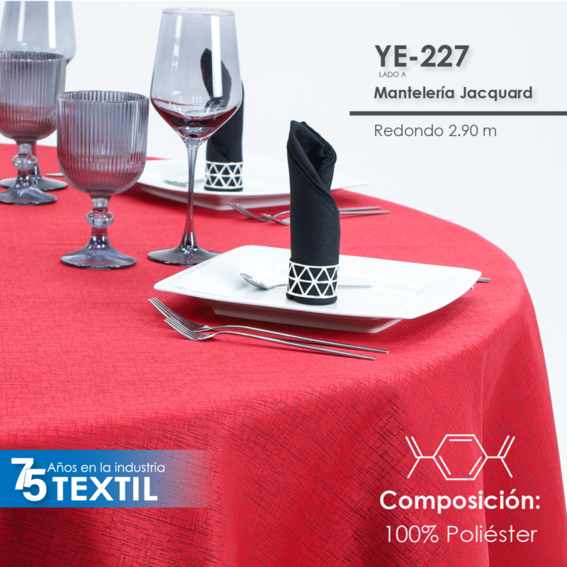 Mantel Yackard Redondo YE-227 VENECIA ROJO