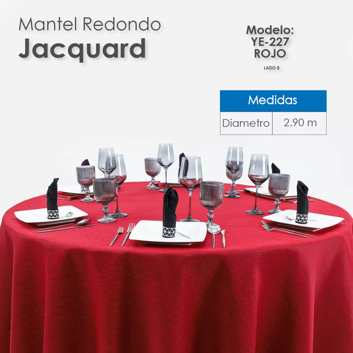 Mantel Yackard Redondo YE-227 VENECIA ROJO: imagen 5