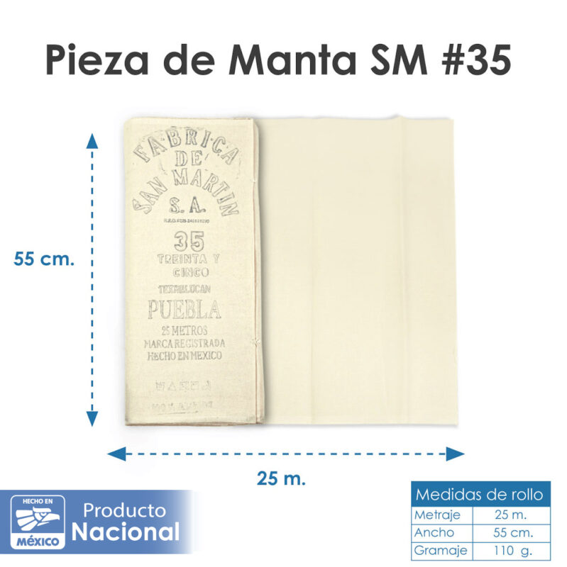 Manta S/M cruda #35 100% algodón