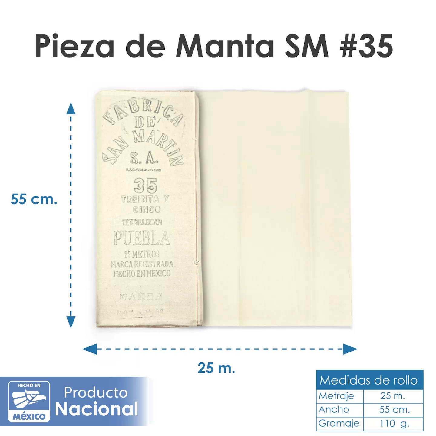 Manta S/M cruda #35 100% algodón: imagen 2