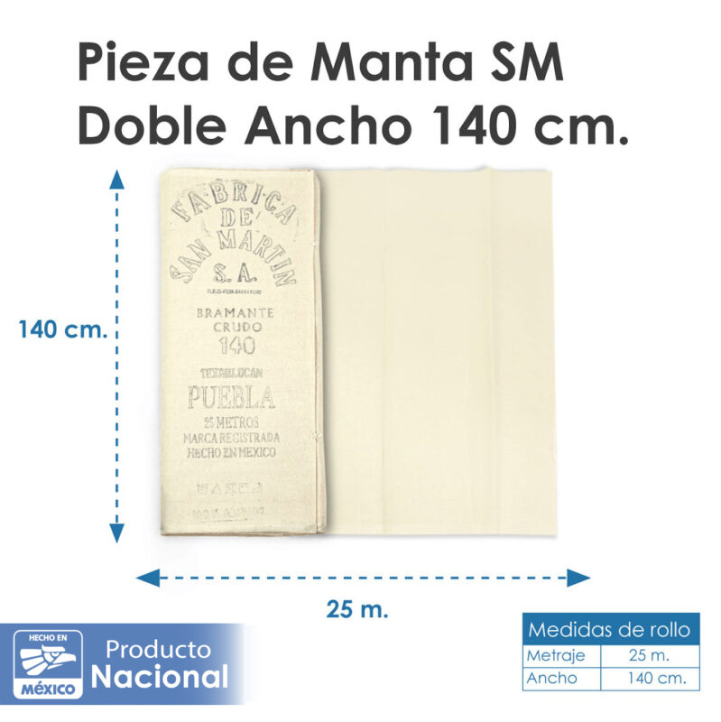Manta S/M cruda 140 100% algodón