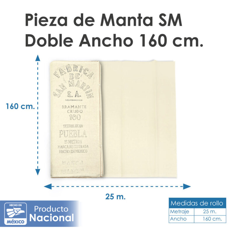 Manta S/M cruda 160 100% algodón