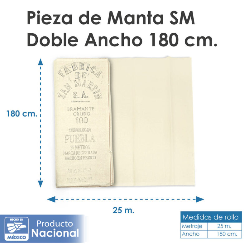 Manta S/M cruda 180 100% algodón