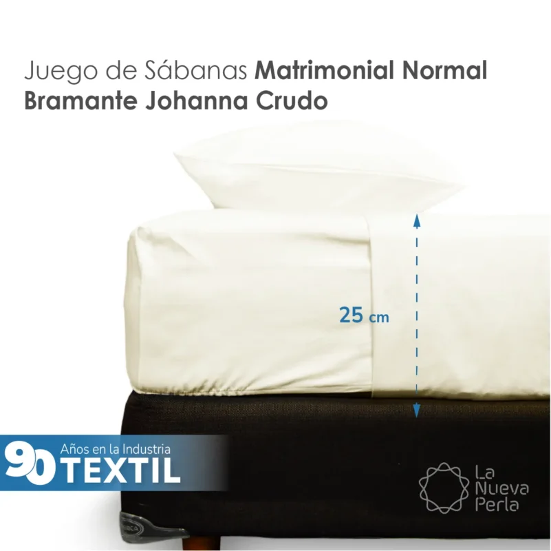 Juego Sábanas Manta Crudo Matrimonial Colchón Normal 25 cm