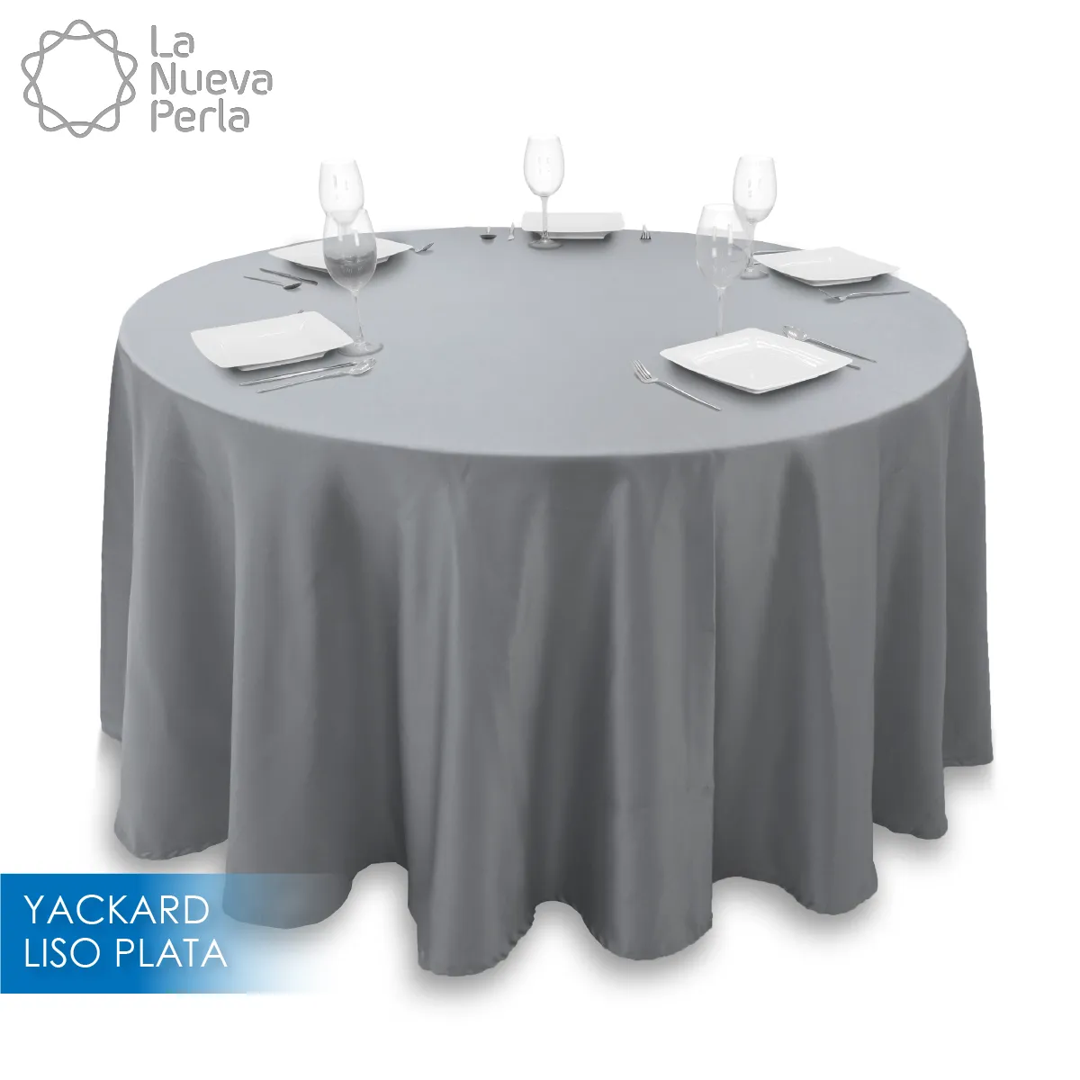 Mantel Redondo Yackard Liso 290 D Plata: imagen 1