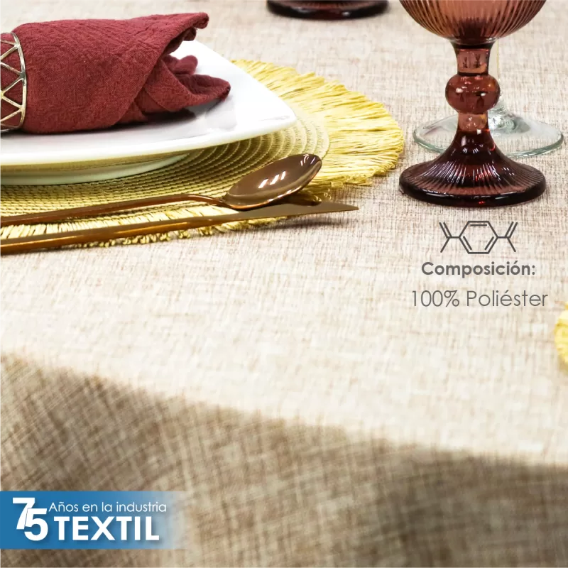 Mantel Redondo Lino Ginebra 2.90 D Beige