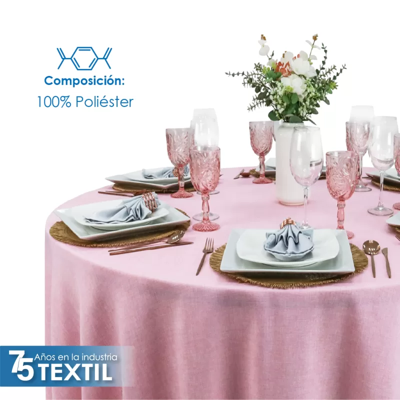 Mantel Redondo Lino Ginebra 2.90 D Rosa Pastel