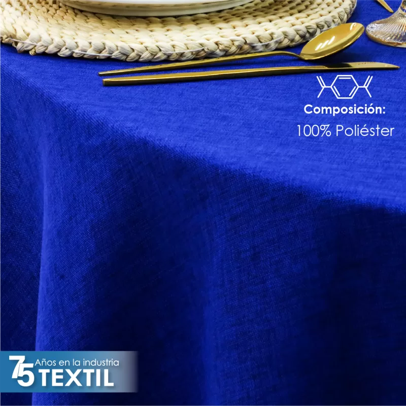 Mantel Redondo Lino Ginebra 2.90 D Azul Rey