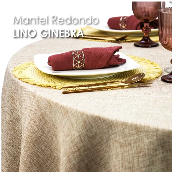 Mantel Redondo Lino Ginebra 2.90 D Beige