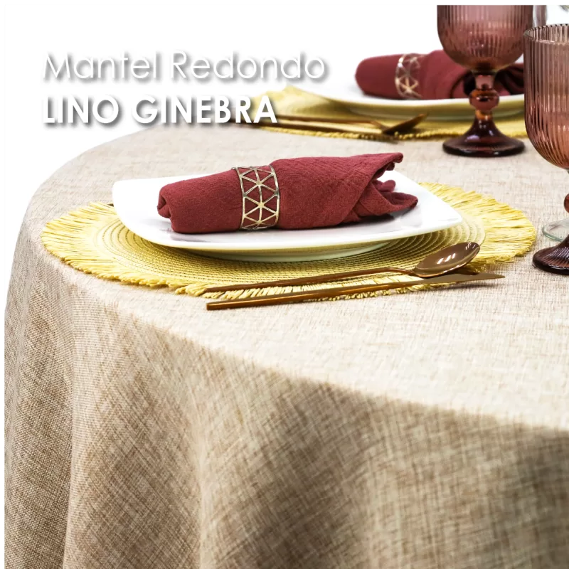 Mantel Redondo Lino Ginebra 2.90 D Beige