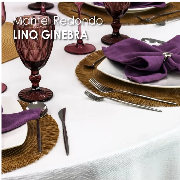 Mantel Redondo Lino Ginebra 2.90 D Blanco