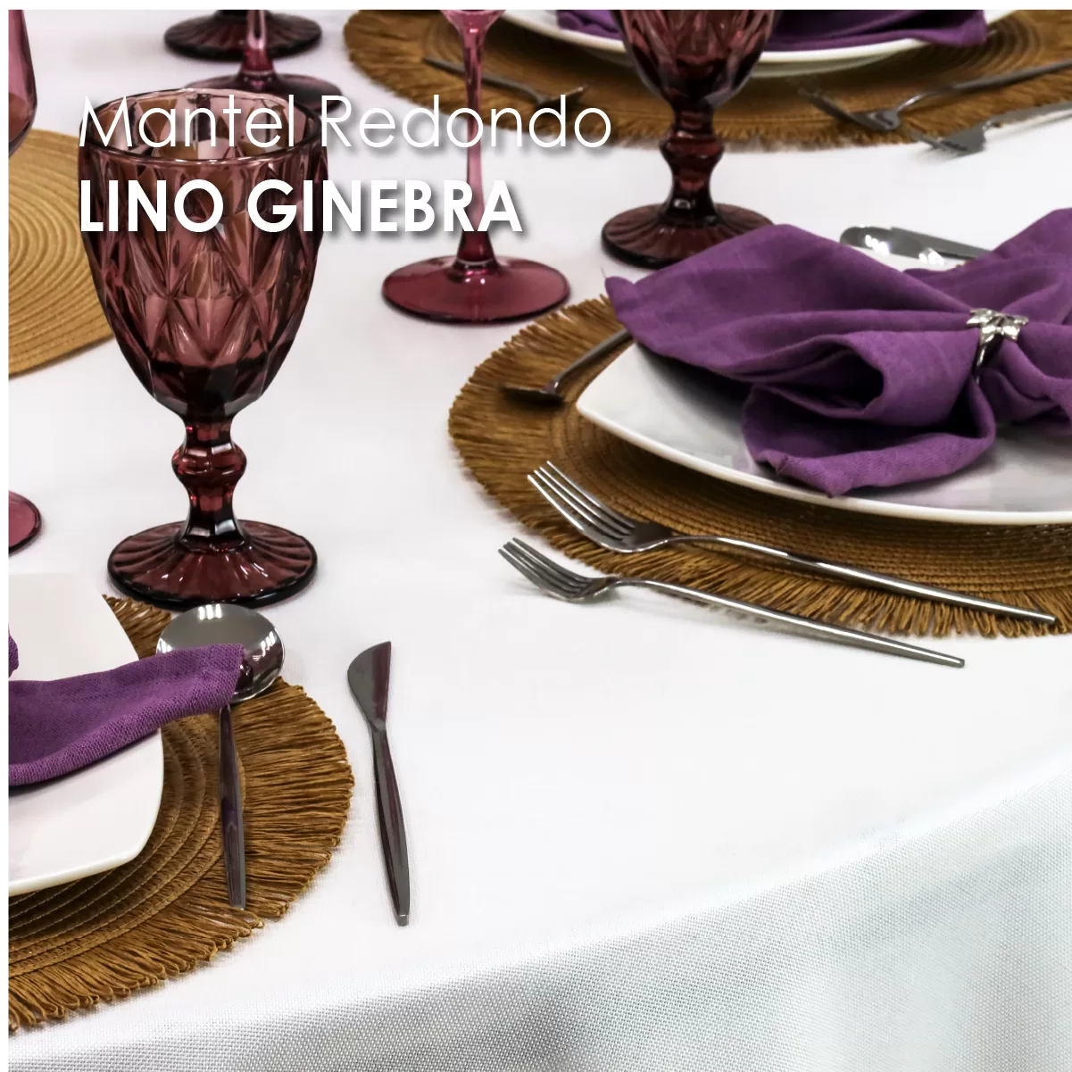 Mantel Redondo Lino Ginebra 2.90 D Blanco: imagen 3