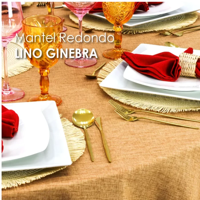 Mantel Redondo Lino Ginebra 2.90 D Camello