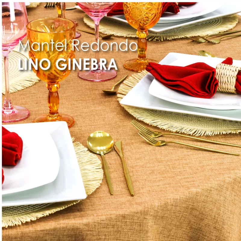 Mantel Redondo Lino Ginebra 2.90 D Camello