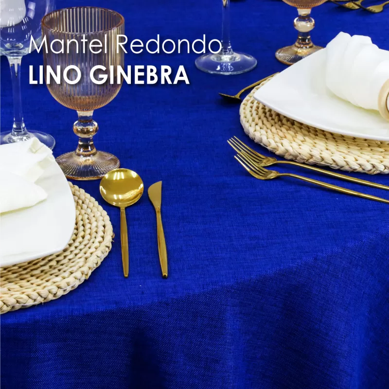 Mantel Redondo Lino Ginebra 2.90 D Azul Rey
