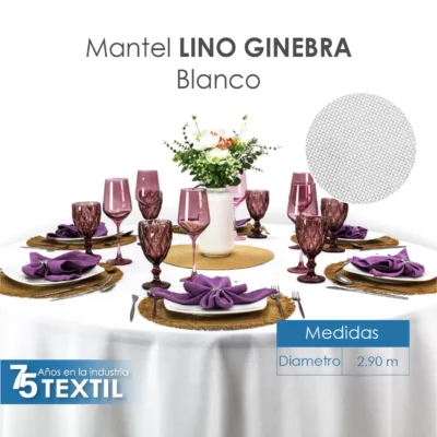 Mantel Redondo Lino Ginebra 2.90 D Blanco: imagen 2