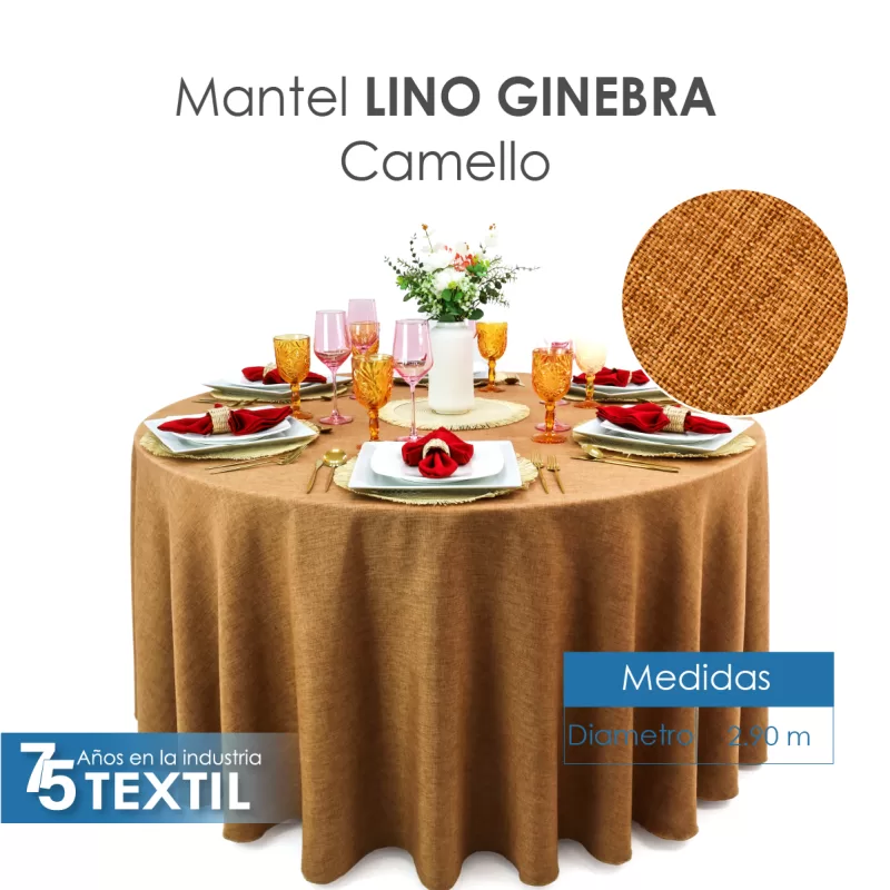 Mantel Redondo Lino Ginebra 2.90 D Camello