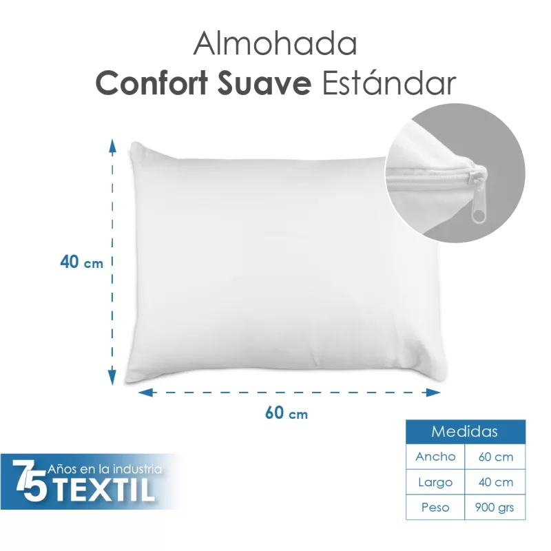 Almohada Confort Suave Estándar 900 grs