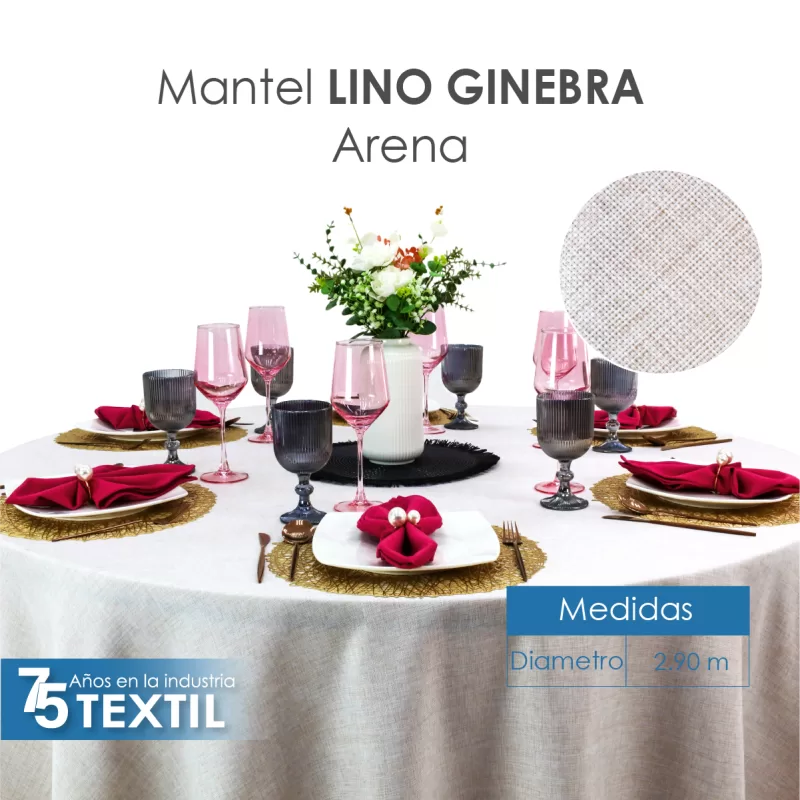 Mantel Redondo Lino Ginebra 2.90 D Arena