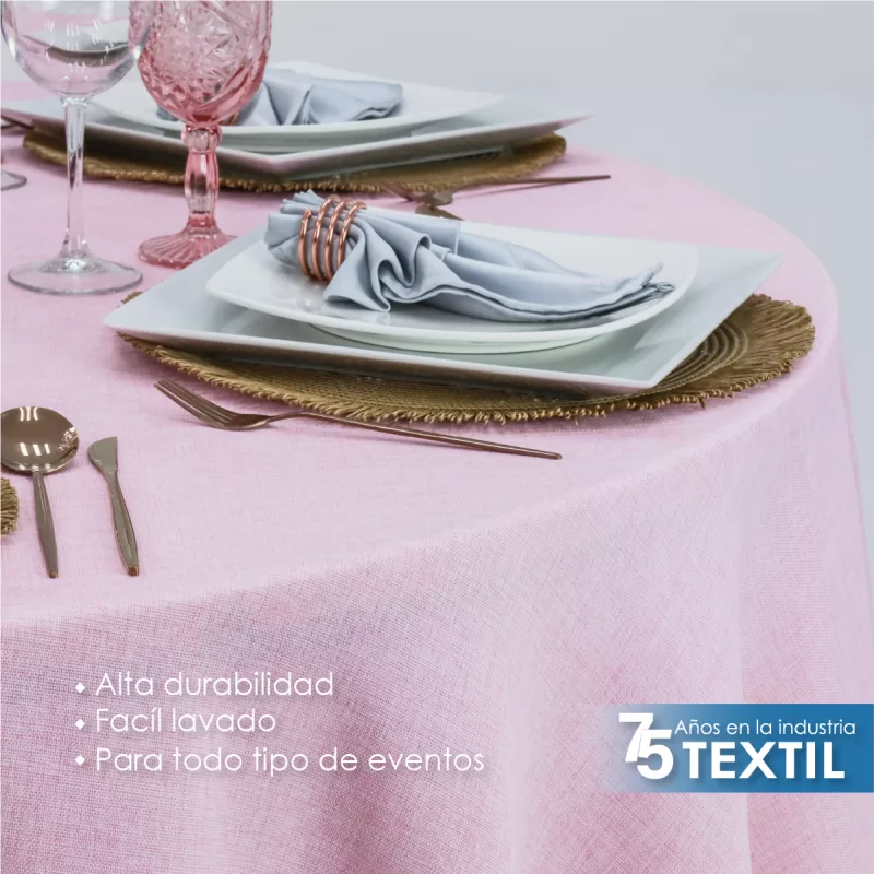 Mantel Redondo Lino Ginebra 2.90 D Rosa Pastel