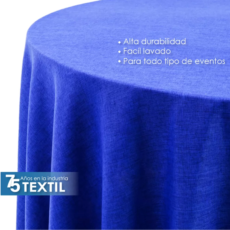 Mantel Redondo Lino Ginebra 2.90 D Azul Rey