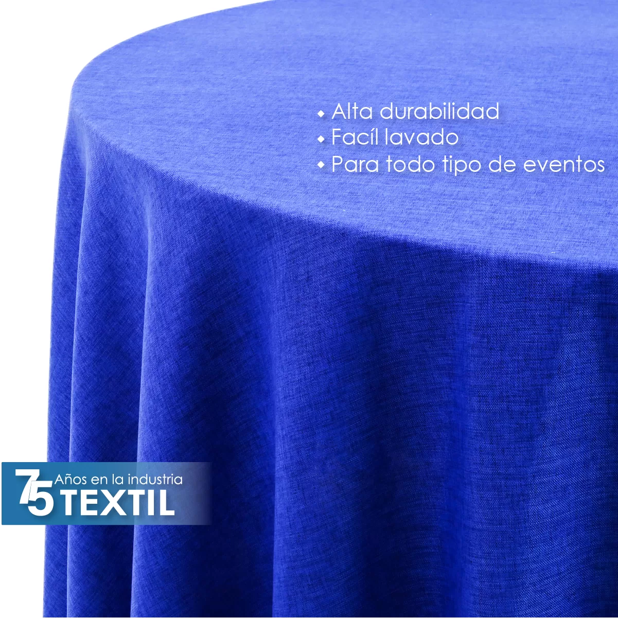 Mantel Redondo Lino Ginebra 2.90 D Azul Rey: imagen 3
