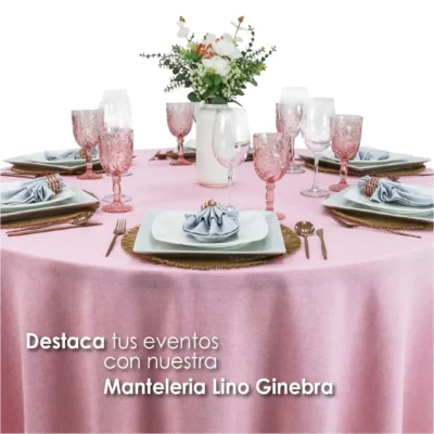 Mantel Redondo Lino Ginebra 2.90 D Rosa Pastel: imagen 6