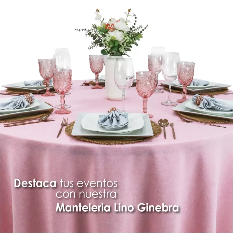 Mantel Redondo Lino Ginebra 2.90 D Rosa Pastel