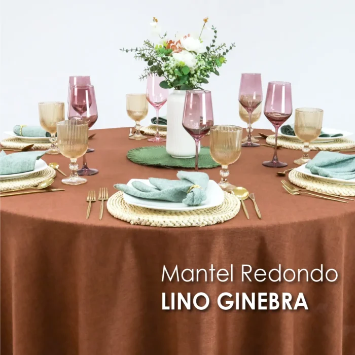 Mantel Redondo Lino Ginebra 2.90 D Tabaco