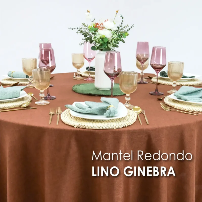 Mantel Redondo Lino Ginebra 2.90 D Tabaco