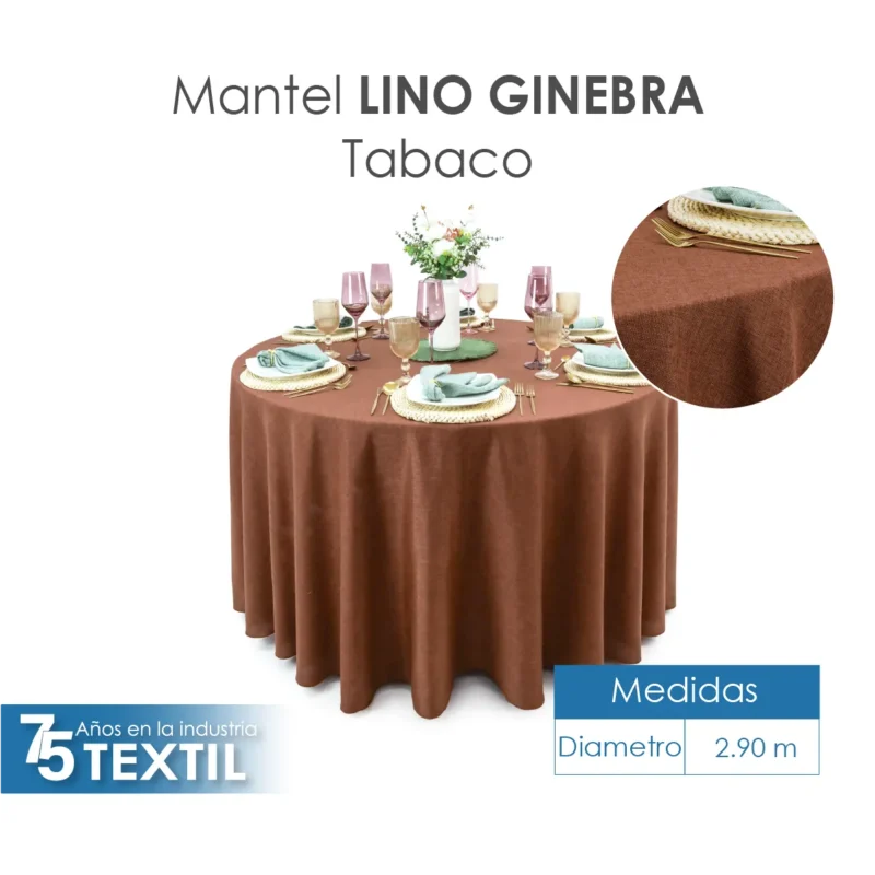 Mantel Redondo Lino Ginebra 2.90 D Tabaco