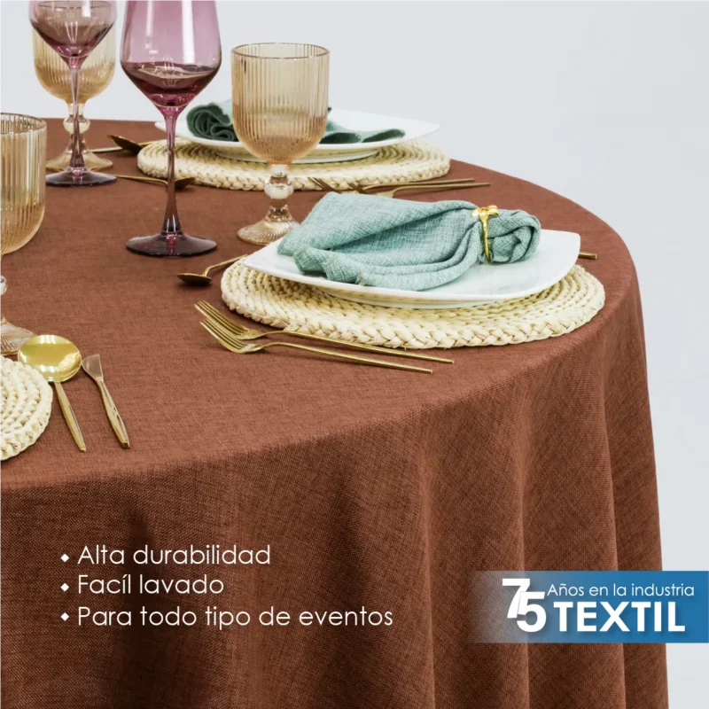 Mantel Redondo Lino Ginebra 2.90 D Tabaco