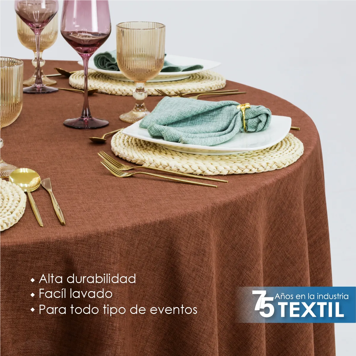 Mantel Redondo Lino Ginebra 2.90 D Tabaco: imagen 2