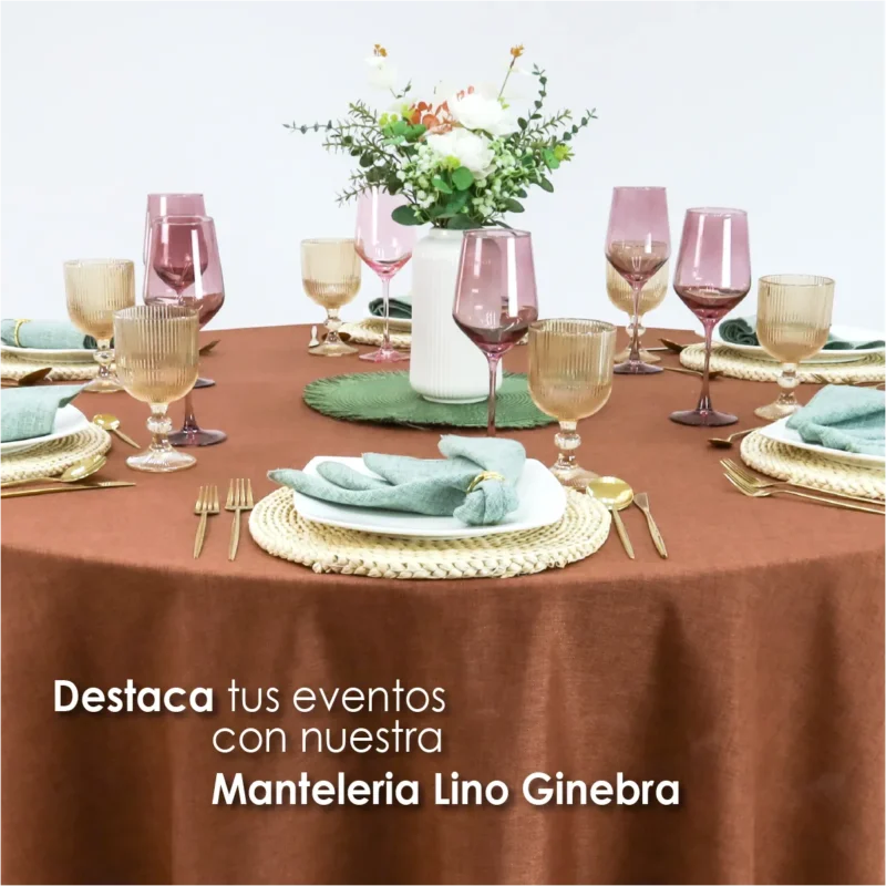 Mantel Redondo Lino Ginebra 2.90 D Tabaco