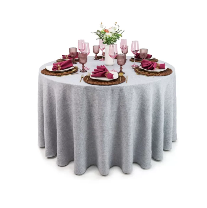 Mantel Redondo Lino Ginebra 2.90 D Gris Perla