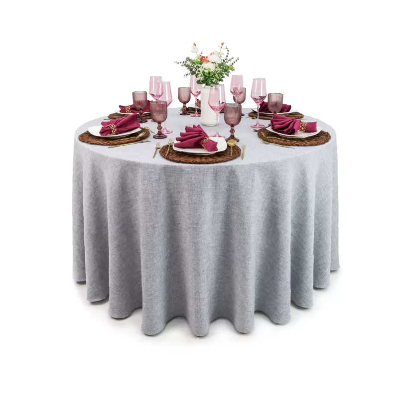 Mantel Redondo Lino Ginebra 2.90 D Gris Perla