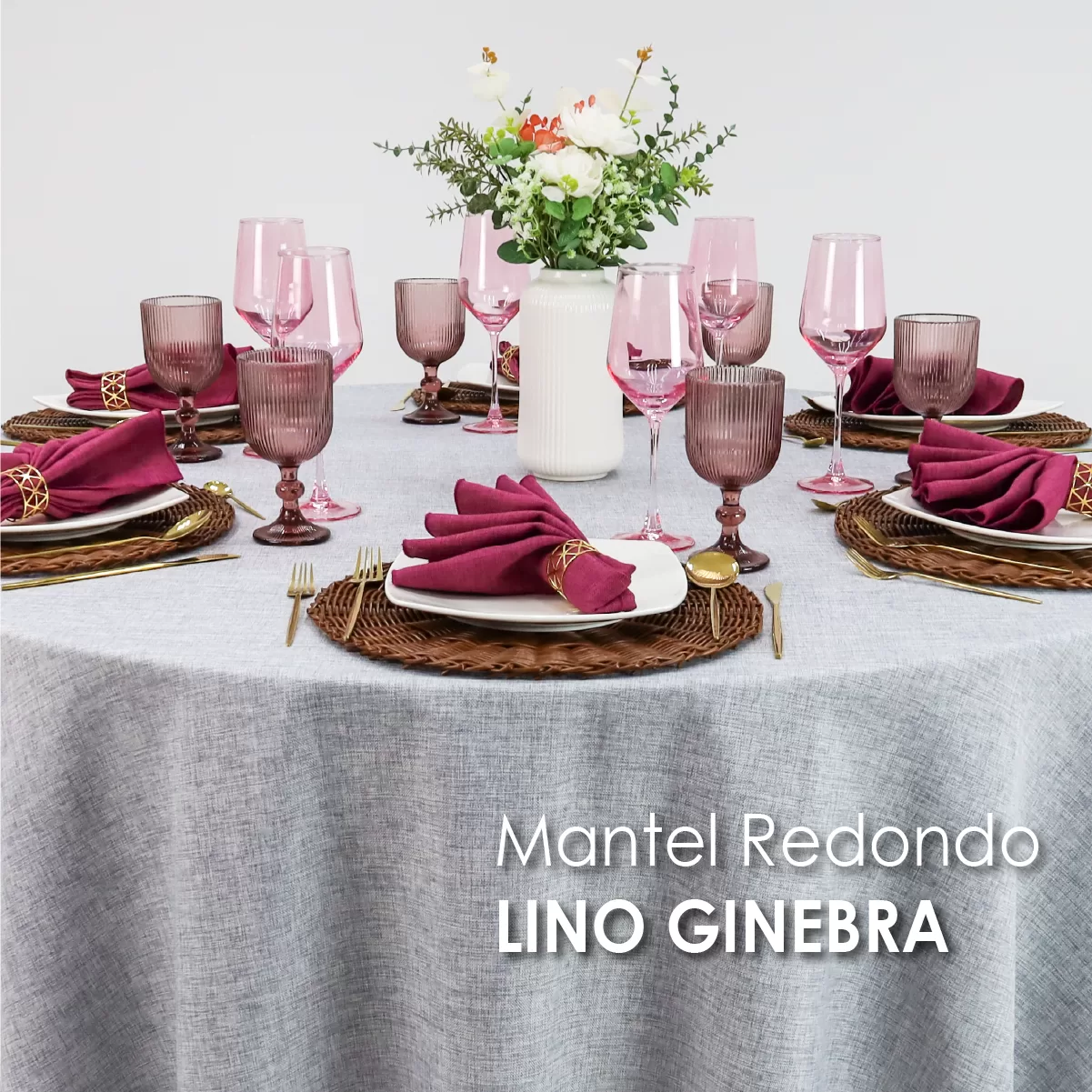 Mantel Redondo Lino Ginebra 2.90 D Gris Perla: imagen 3