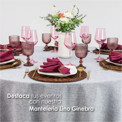 Mantel Redondo Lino Ginebra 2.90 D Gris Perla: imagen 5