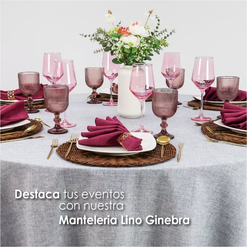 Mantel Redondo Lino Ginebra 2.90 D Gris Perla