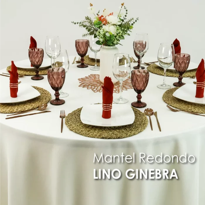 Mantel Redondo Lino Ginebra 2.90 D Hueso
