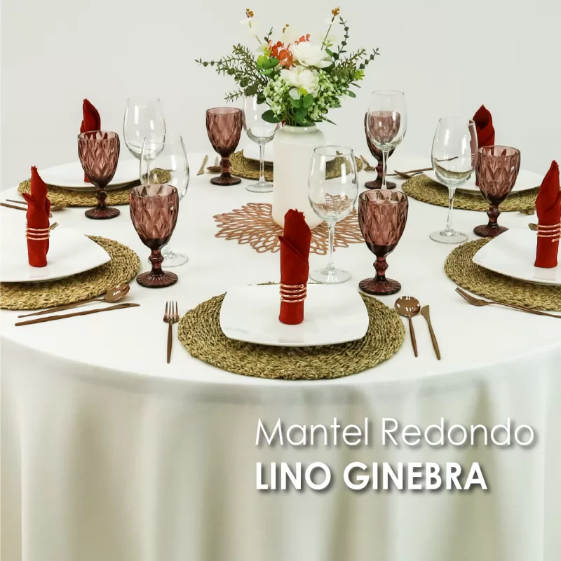 Mantel Redondo Lino Ginebra 2.90 D Hueso