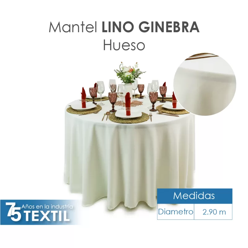 Mantel Redondo Lino Ginebra 2.90 D Hueso