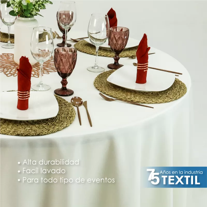 Mantel Redondo Lino Ginebra 2.90 D Hueso