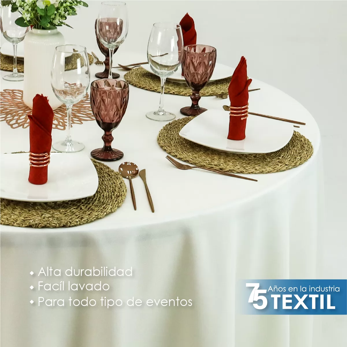 Mantel Redondo Lino Ginebra 2.90 D Hueso: imagen 4