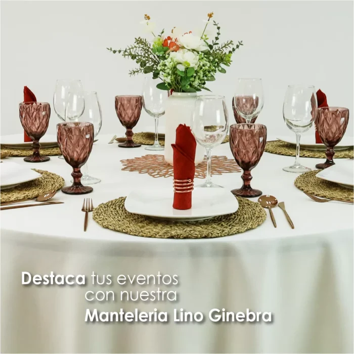 Mantel Redondo Lino Ginebra 2.90 D Hueso
