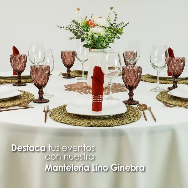 Mantel Redondo Lino Ginebra 2.90 D Hueso