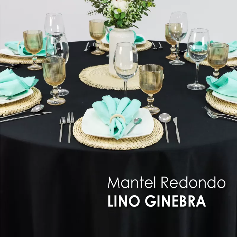 Mantel Redondo Lino Ginebra 2.90 D Negro