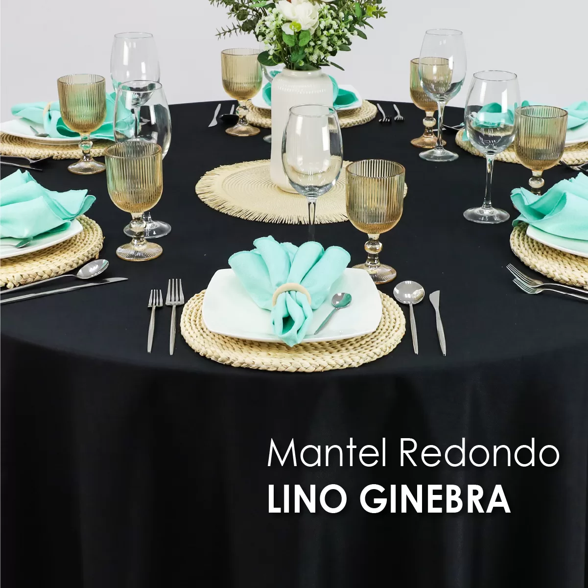 Mantel Redondo Lino Ginebra 2.90 D Negro: imagen 3